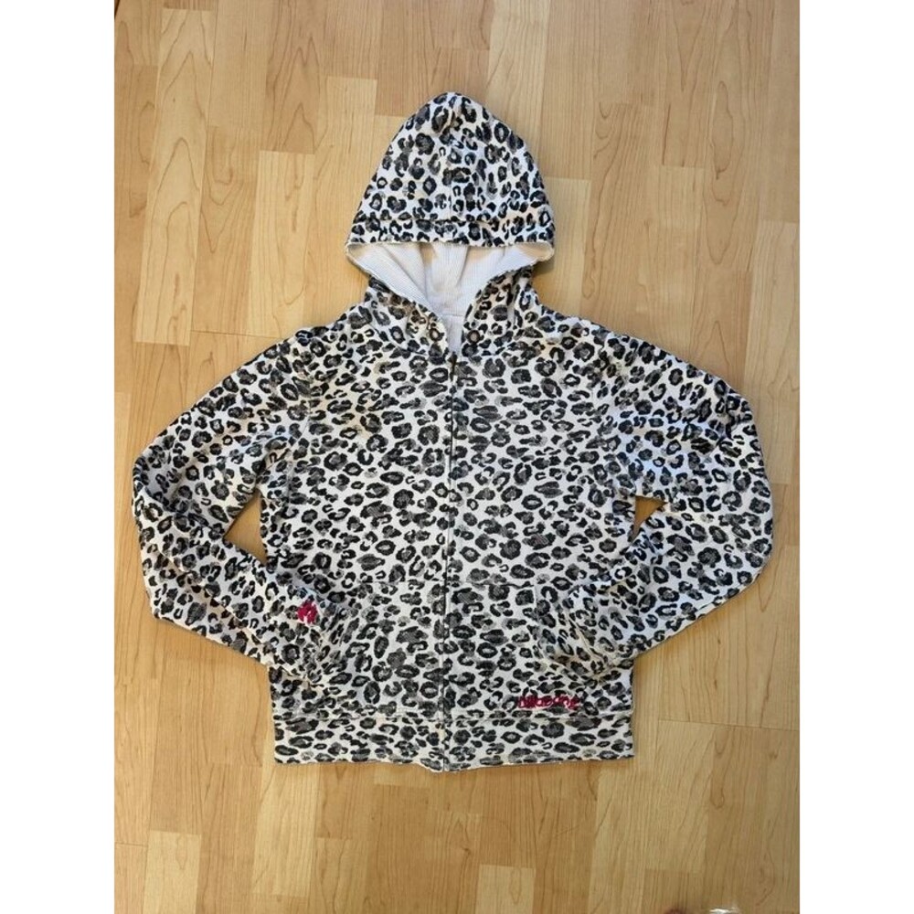 Vintage Y2K Billabong Reversible Zip Up Hoodie Thermal Leopard Print S